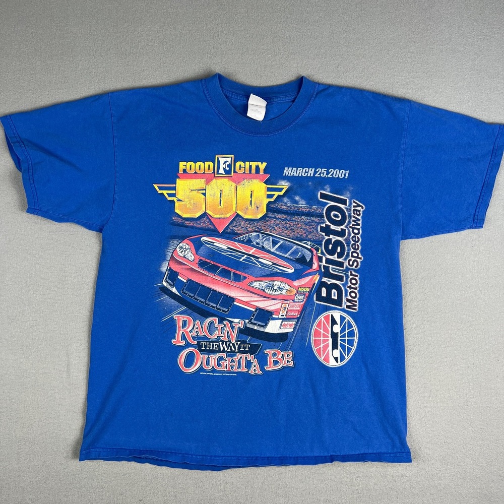 VTG Food City 500 NASCAR T Shirt Fits Large 2001 Bristol Motor Speedway‎ Racing